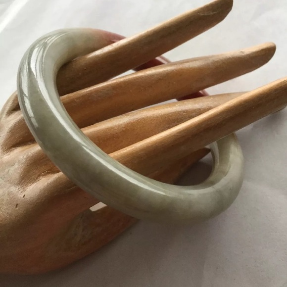 901) antique BURMA JADITE rust red saddle BANGLE - Picture 6 of 8